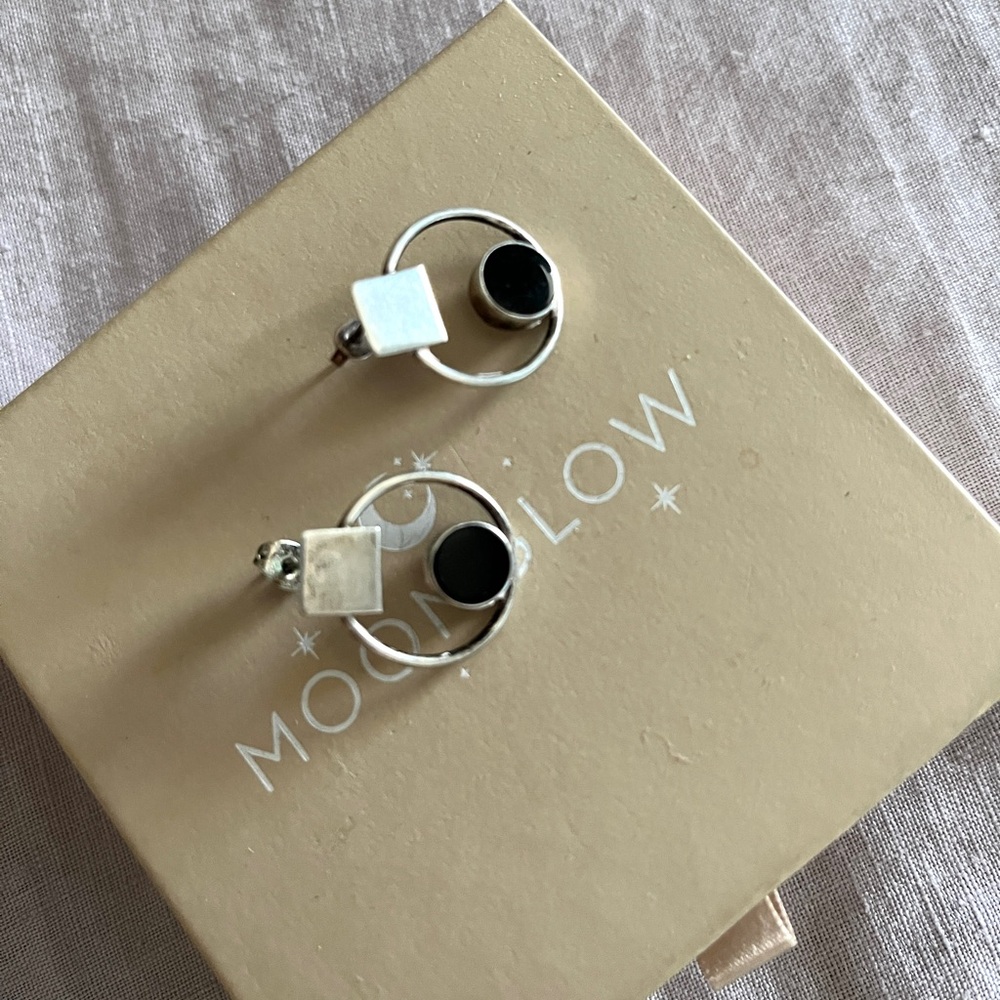 Vintage Mexican Sterling Silver and Black Onyx Earrings